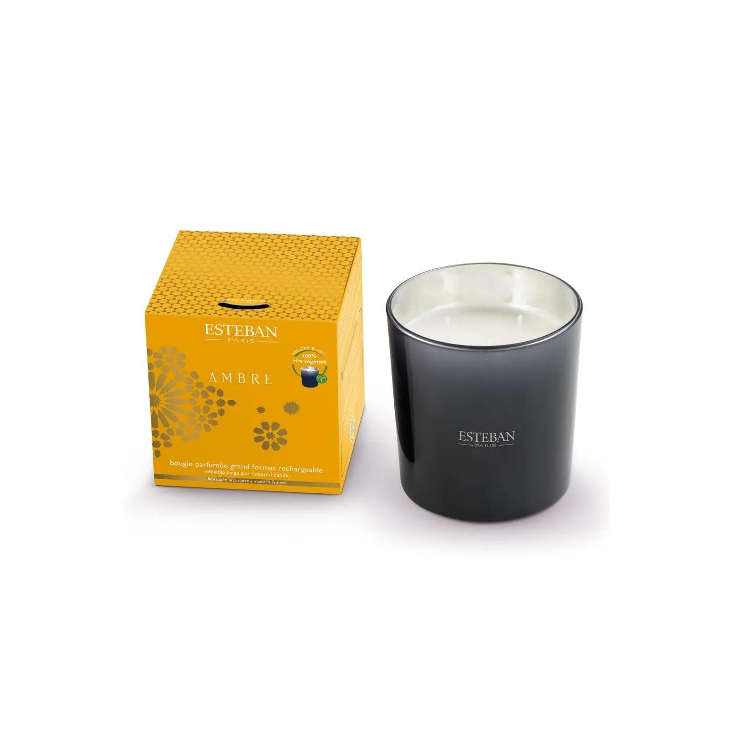 Bougie parfumée Ambre rechargeable 450g